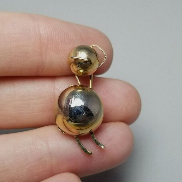 Vintage Valenza 12k Yellow Gold Filled Brooch, Abstract Retro Design, - Picture 6 of 7